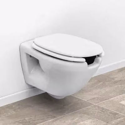 WC sospeso per disabili in ceramica bianca con apertura frontale, Profondità: 55 cm