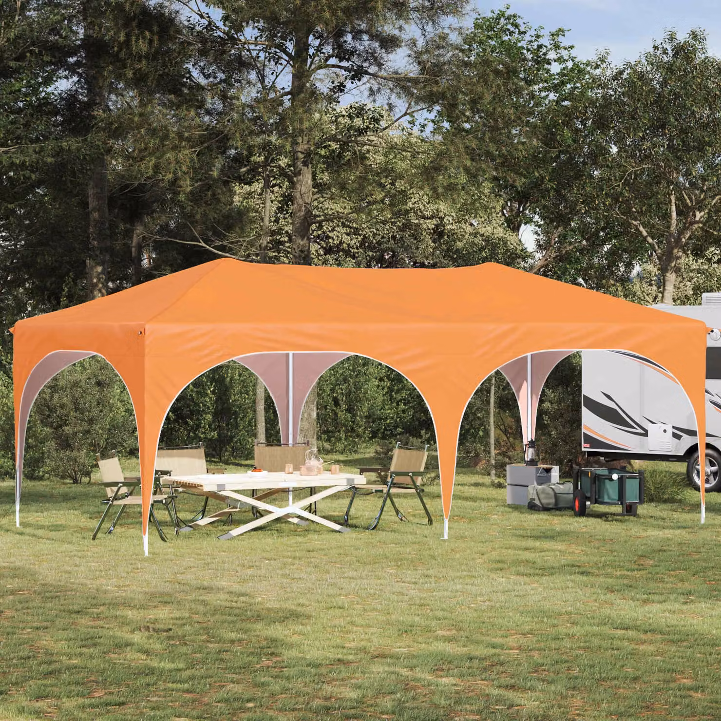 vidaXL Tenda per feste a pop-up arancione L: 575 cm, P: 288 cm, H: 245 cm