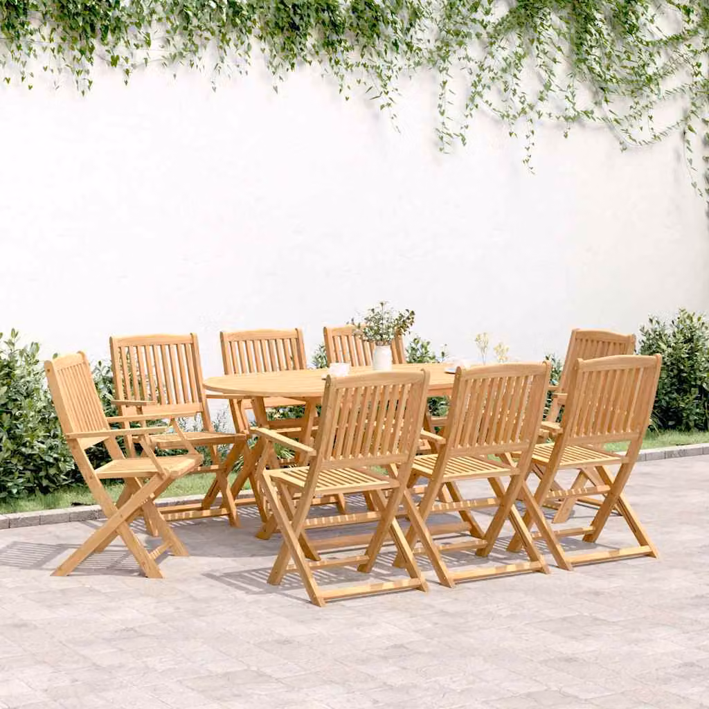 Set da pranzo da giardino vidaXL in legno di acacia marrone, 9 pezzi