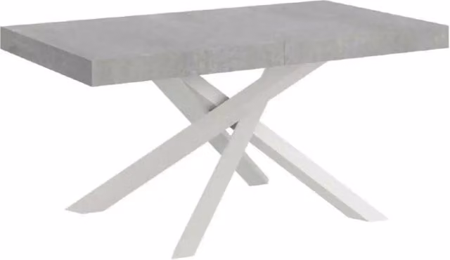 Tavolo allungabile Itamoby Volantis Premium colore cemento con gambe bianche L/P: 160-264 x 90 cm – 1