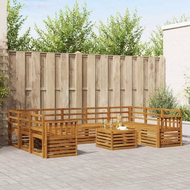 Set di divani da esterno 10 pz Naturale 3375509