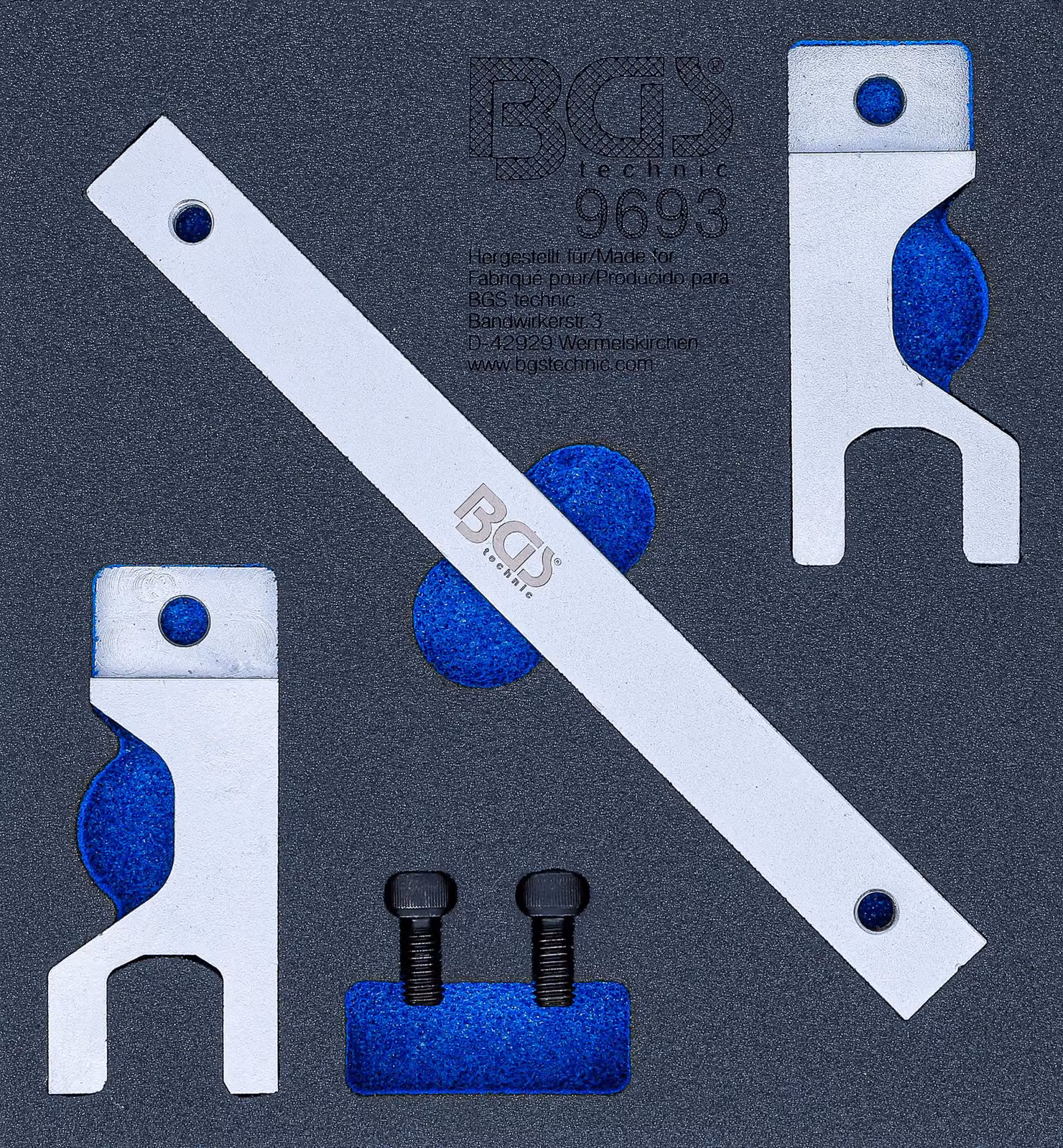 Inserto carrello officina BGS 1/6: Set di attrezzi per la regolazione dell'albero di bilanciamento per Mercedes-Benz OM651 - 9693