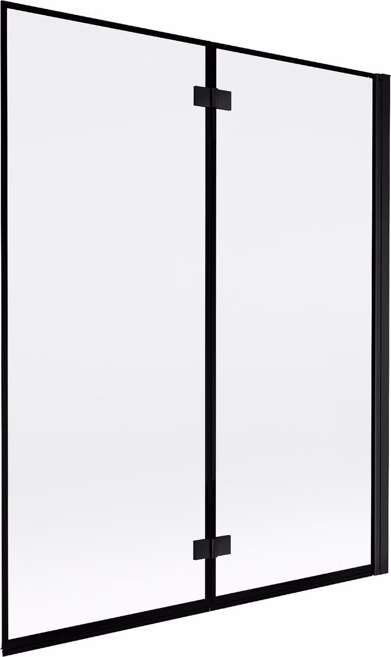 Mexen Mist paratia da bagno a 2 ante destra 140 x 150 cm, cornice nera, nero - 8A9-140-002-70-70-P