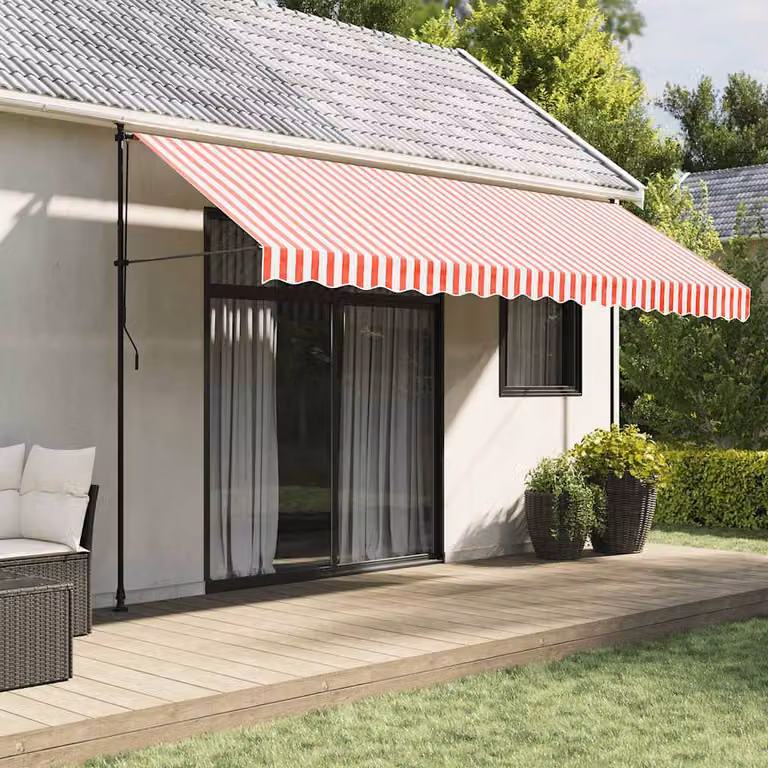 Tessuto di ricambio per tenda da sole vidaXL in poliestere, rosso e bianco, L 450 cm x P 345 cm
