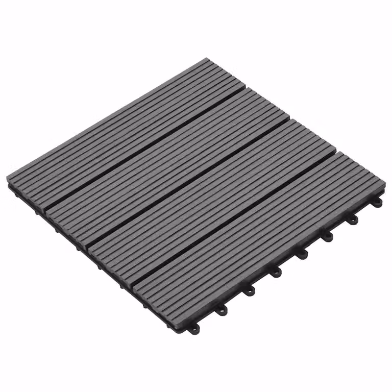 Set di 11 piastrelle per decking vidaXL in WPC grigio, 30 x 30 cm