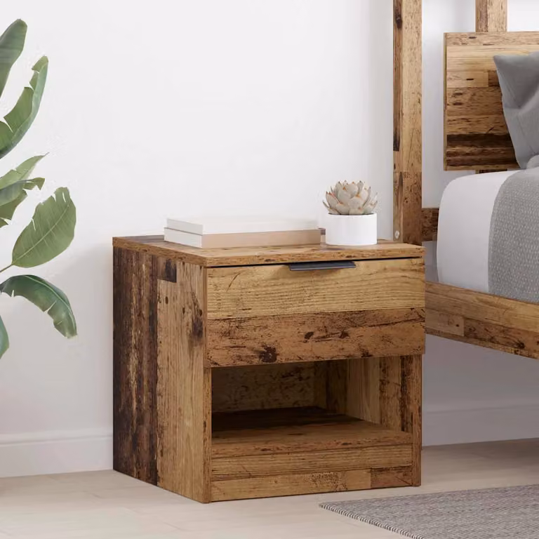 Set di 2 armadietti per letto vidaXL in legno vecchio marrone L 40 cm, P 39 cm, H 40 cm
