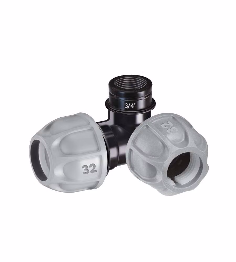Raccordo a gomito Claber Rainjet 90426 con attacco femmina 3/4" per tubo polietilene 1" – 1