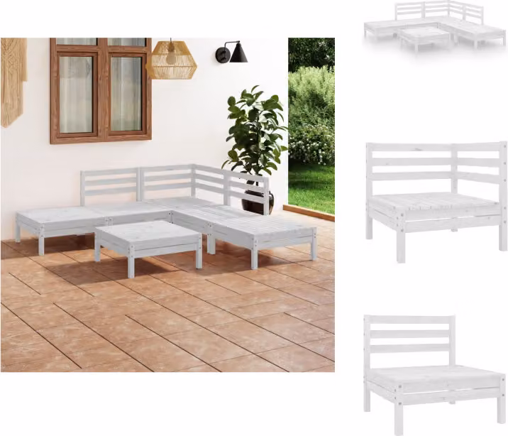vidaXL Set di 6 pezzi da giardino in pino massiccio bianco - Set di mobili da giardino