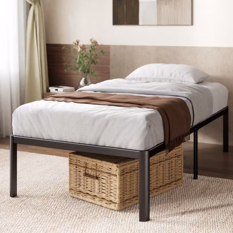 Letto a letto singolo 90x190 cm, altezza 41 cm, con spazio contenitore, colore nero