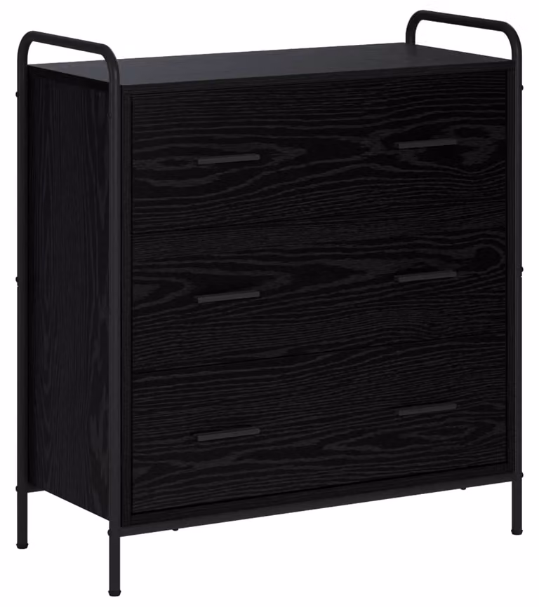 Mobile contenitore in legno impiallacciato effetto noce scuro, dimensioni 97 x 33 x 81 cm