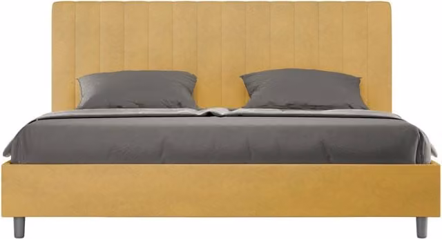 Letto matrimoniale king size Agueda ityhome imbottito in microfibra colore ocra L 210 cm x P 190 cm