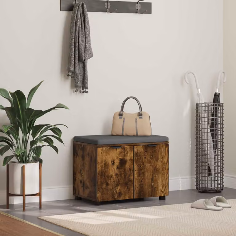 vidaXL Panca per ingresso con scarpiera in legno color quercia marrone L: 60 cm, P: 38 cm, H: 46 cm
