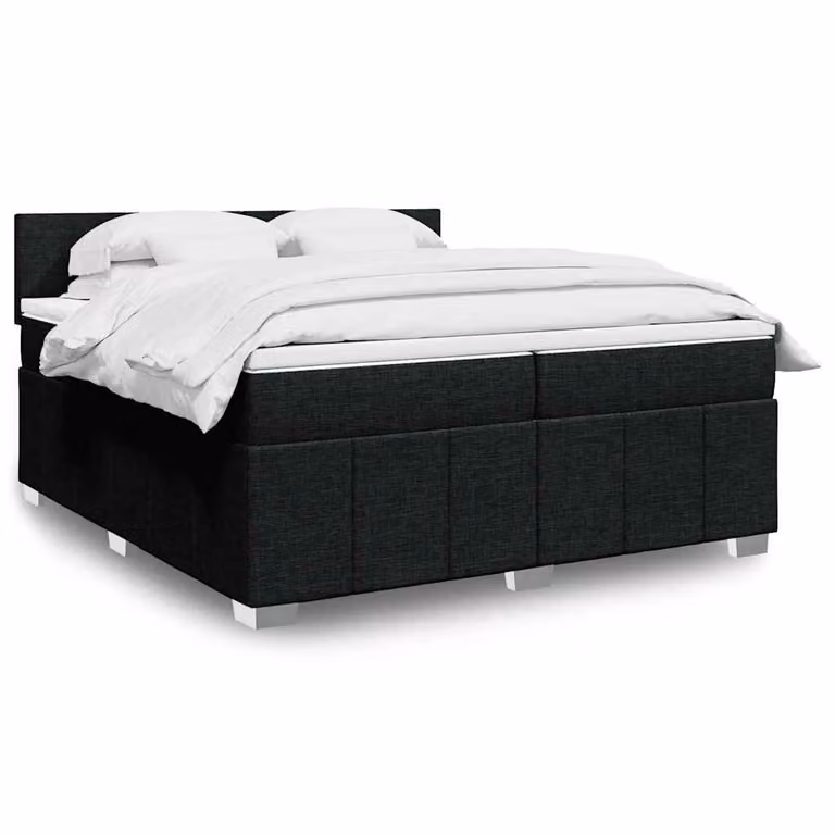 vidaXL Letto Ibrido con Materasso a Molle Insacchettate e Illuminazione Sotto il Letto, Nero e Bianco, L/P: 200 x 200 cm