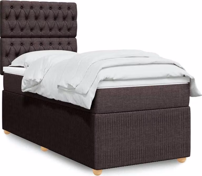 Maison Exclusive - Letto boxspring con materasso marrone scuro 90x190 cm tessuto