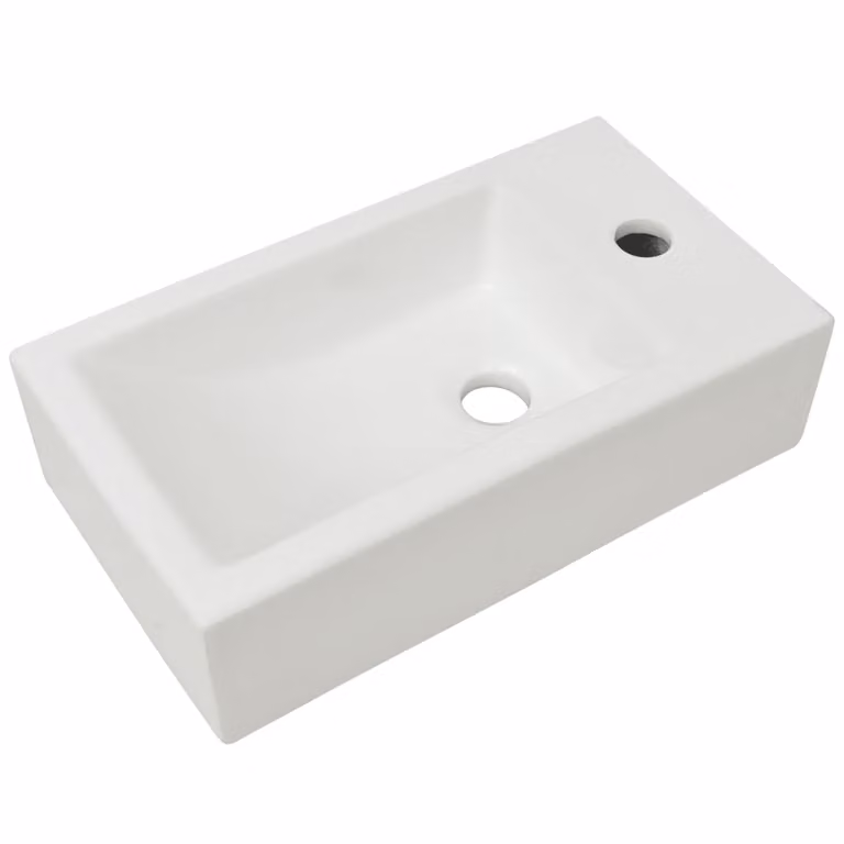 Lavandino con Foro Rubinetto Rettangolare Vetroceramica 46x25,5x12cm