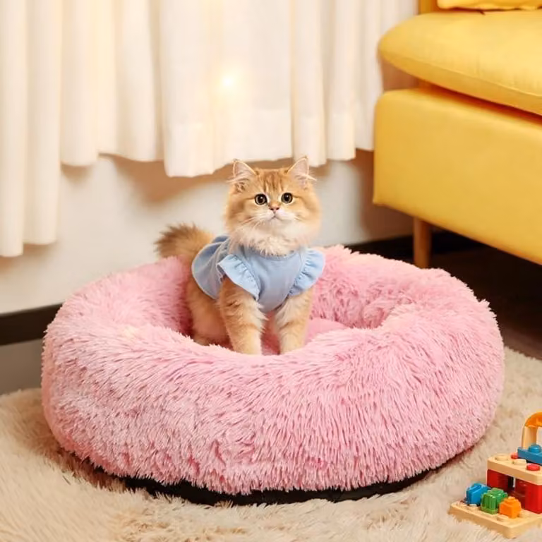 Cuccia morbida per cani e gatti, rotonda e confortevole