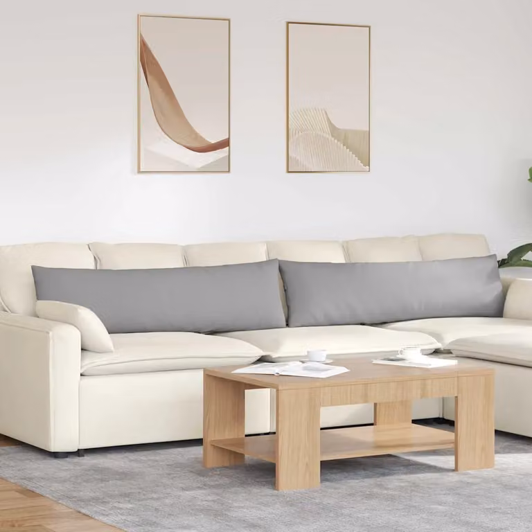 Set di 2 cuscini da divano vidaXL in tessuto grigio, forma rettangolare, L 145 x P 40 cm