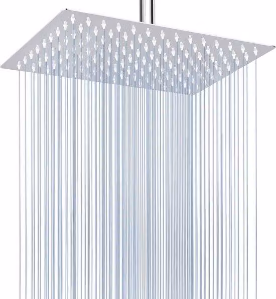 Soffione doccia rettangolare grande - Cromo - Acciaio inossidabile - 30 x 20 cm