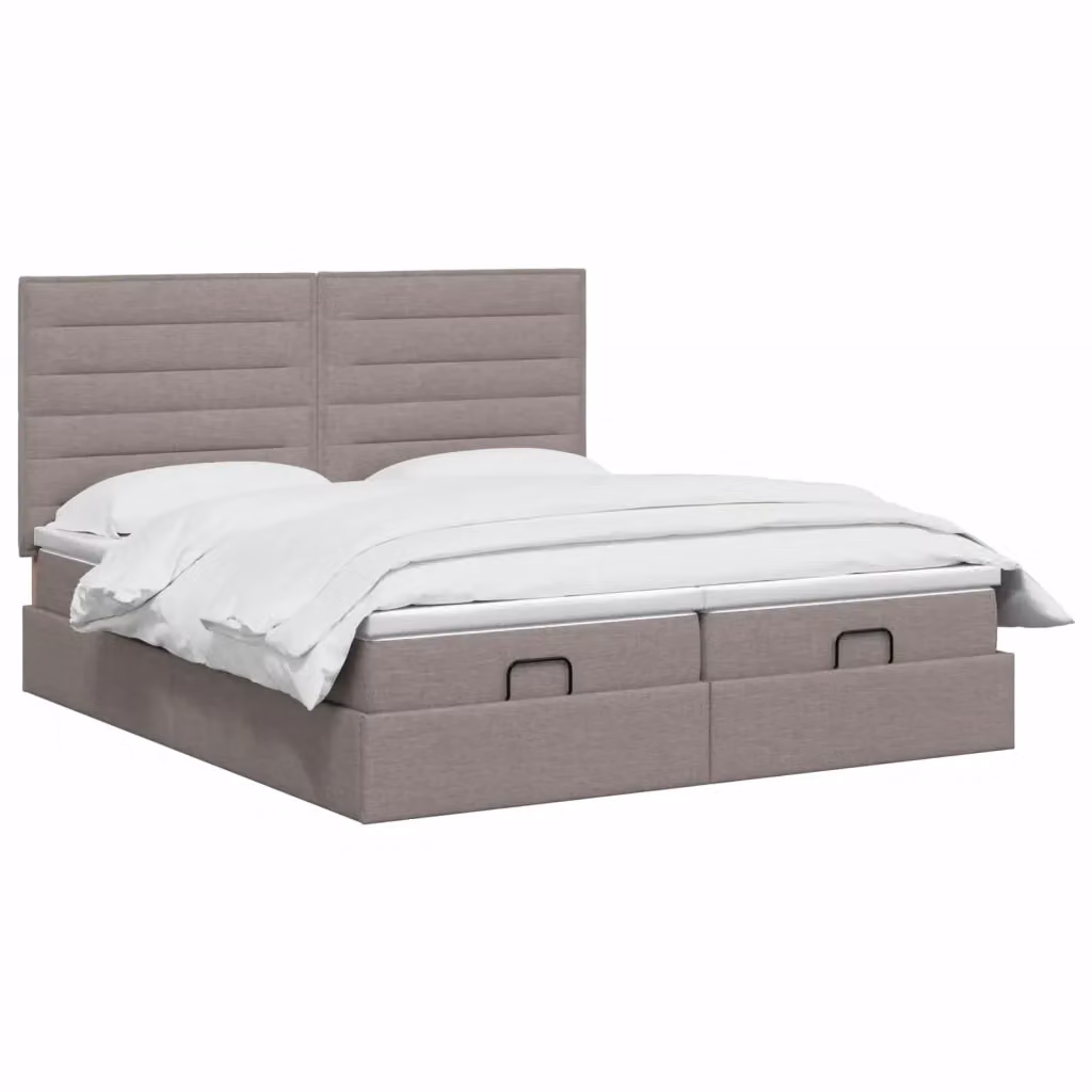 Letto matrimoniale con contenitore a sollevamento e materasso ibrido vidaXL, colore beige e grigio, L/P/H: 200 x 200 x 88 cm – 2