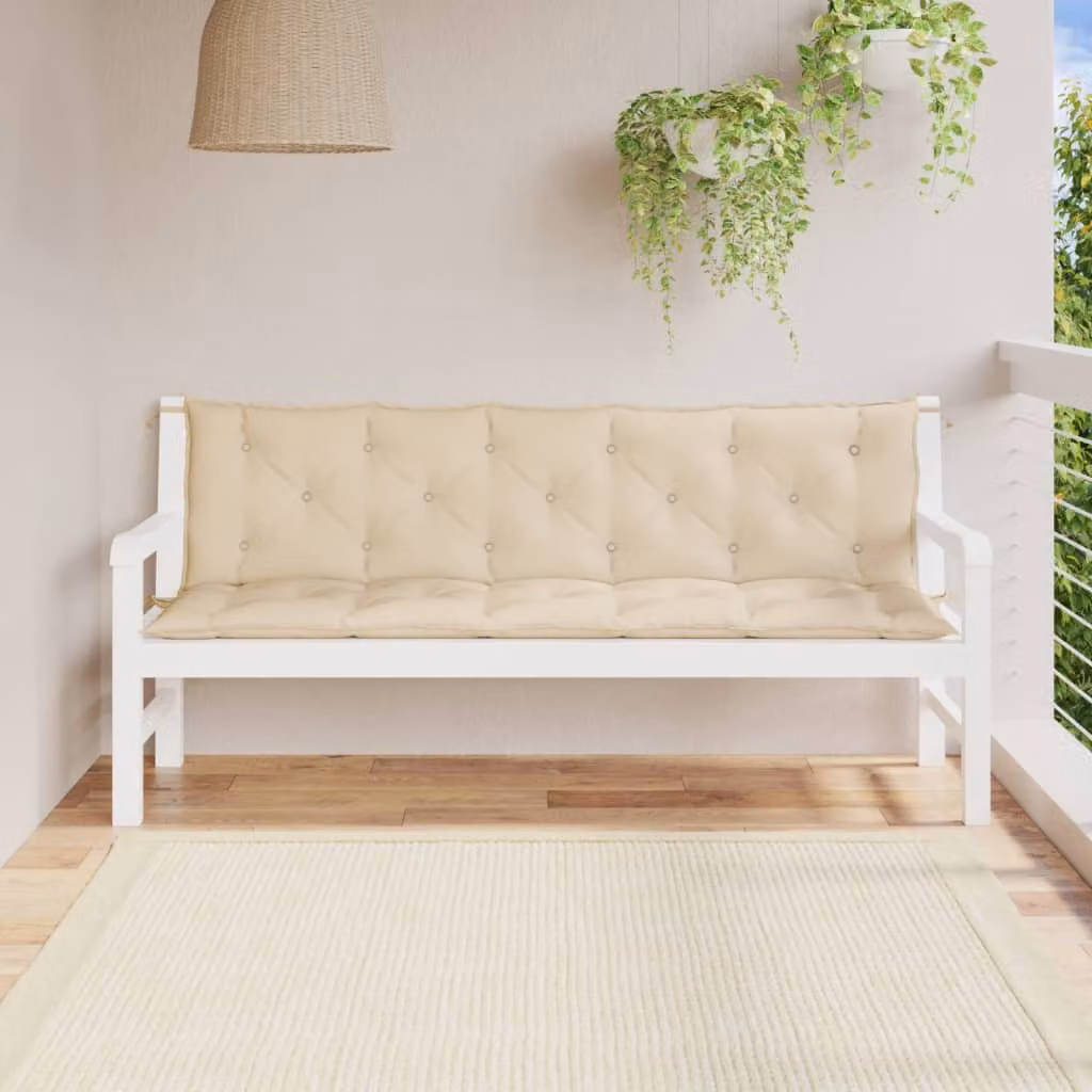 Set di 2 cuscini per panca da giardino vidaXL in tessuto Oxford beige, L 180 cm x P 50 cm x H 7 cm, impermeabili e traspiranti