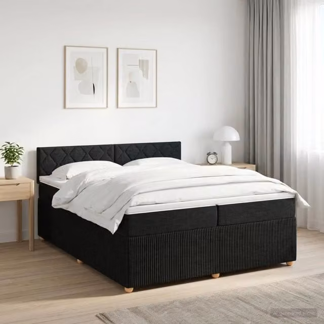 Letto box spring vidaXL con materasso a molle insacchettate nero L/P: 200 x 200 cm