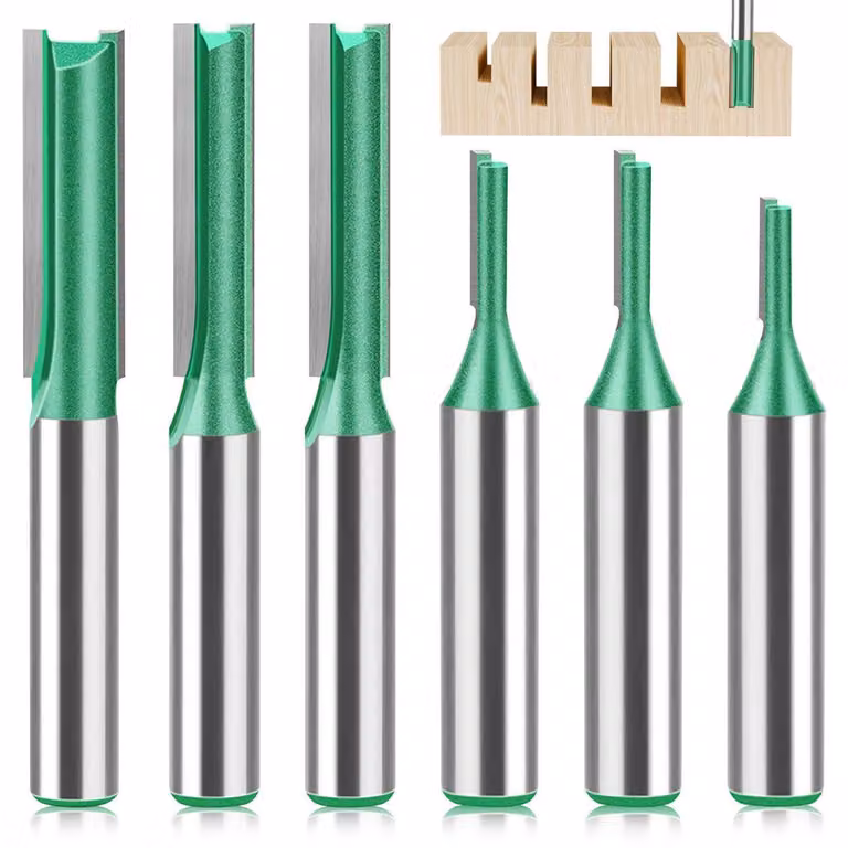 Set di frese per legno, 6 pezzi, attacco da 8 mm, per fresatrici, con diametri da 3 a 8 mm