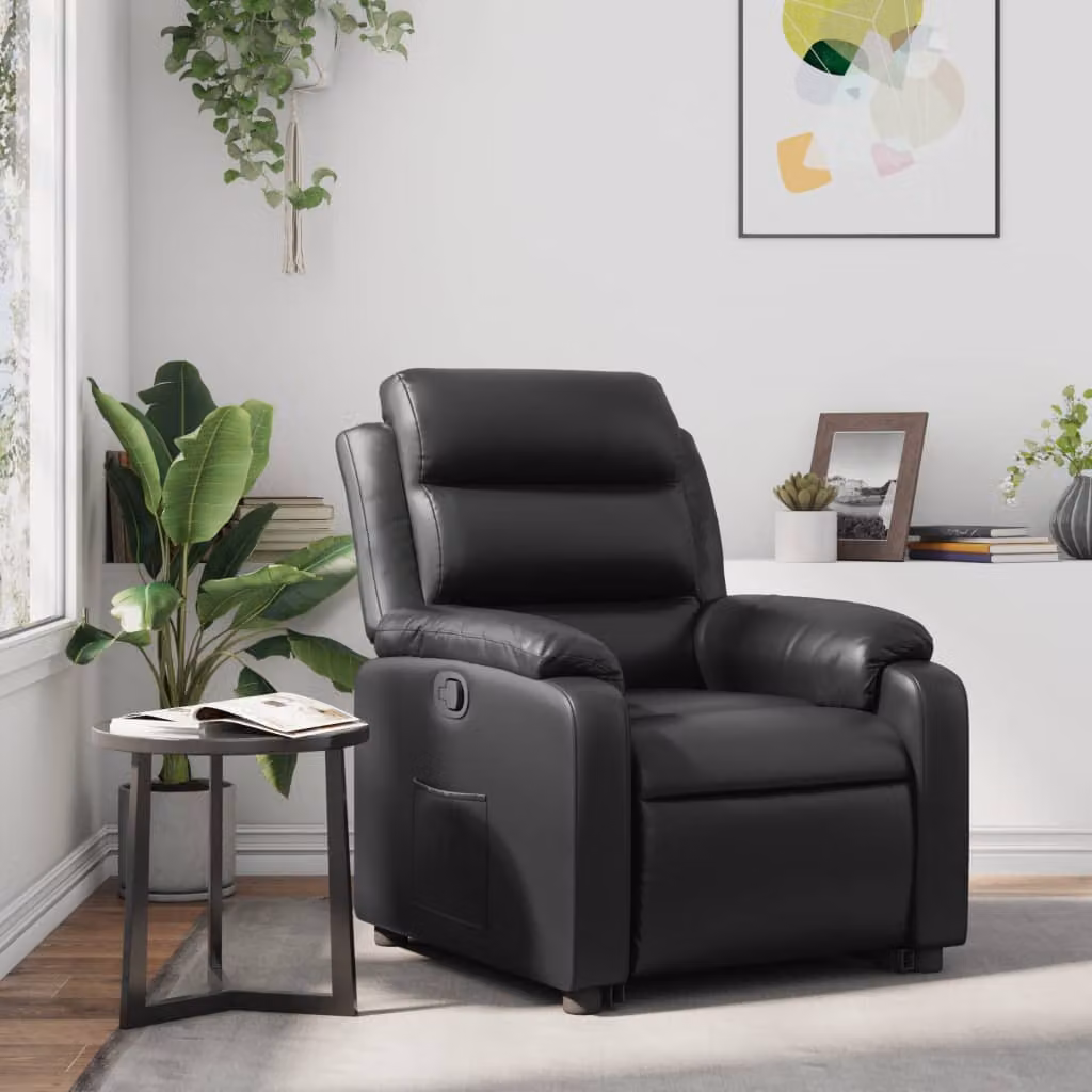 vidaXL Poltrona Reclinabile Relax in Similpelle Nera con Braccioli e Regolazione Manuale