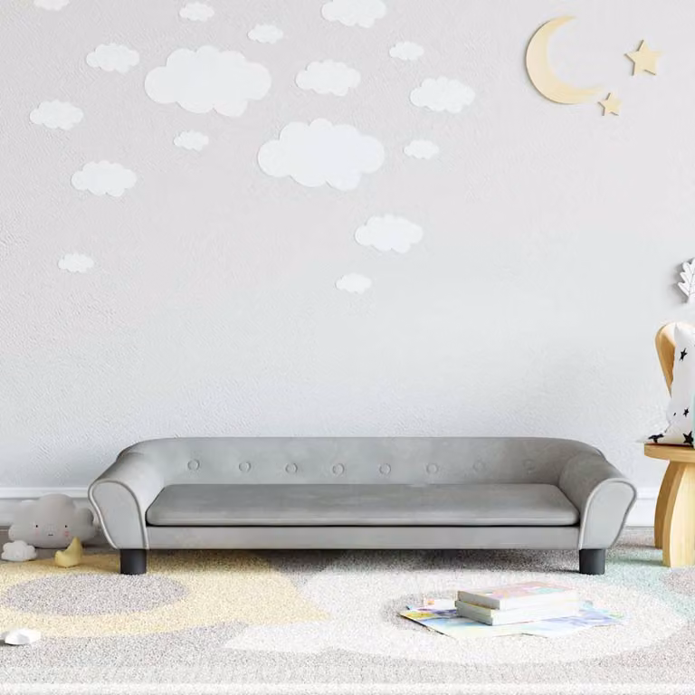 vidaXL Divano per Bambini in Velluto Grigio L: 100 cm, P: 50 cm, H: 26 cm