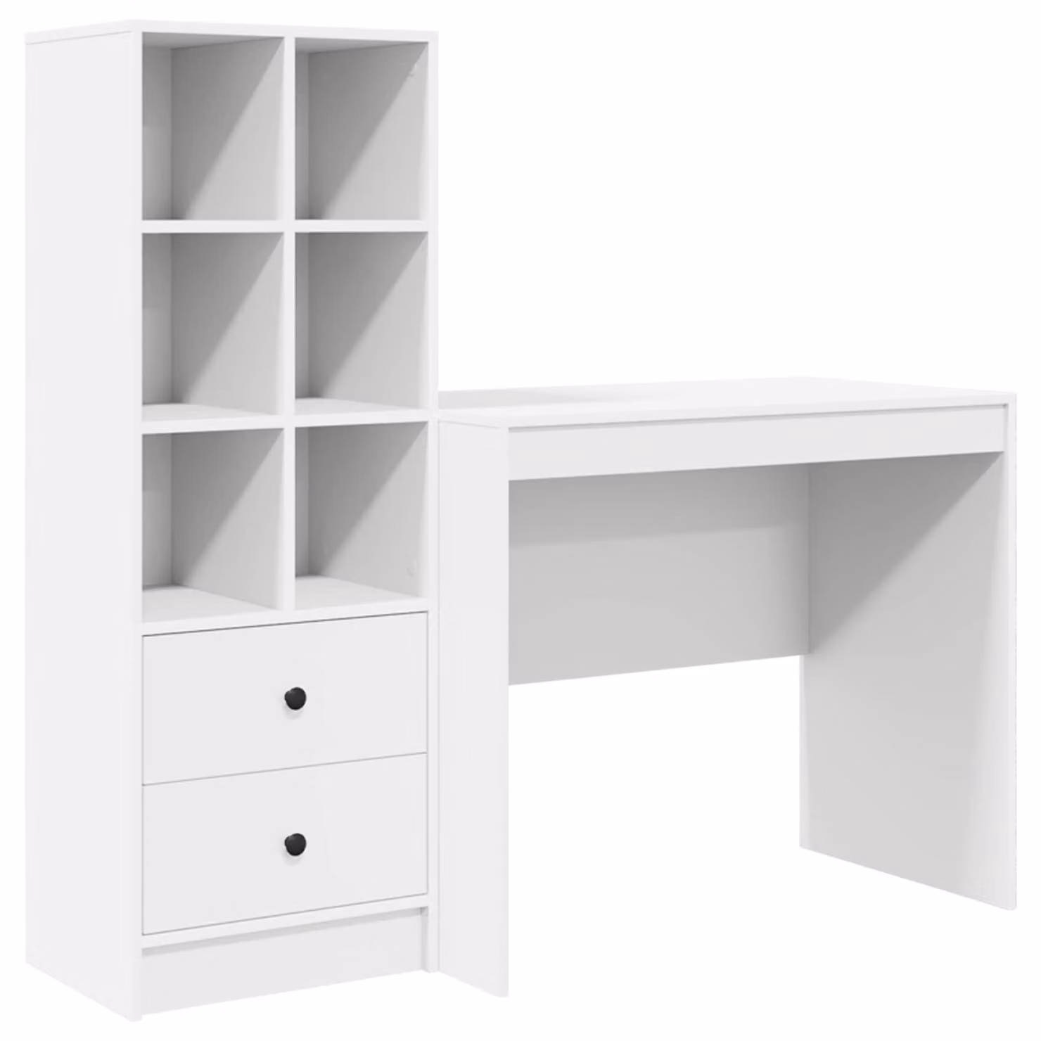 Scrivania con cassetto con lo scaffale 2 pcs Bianco