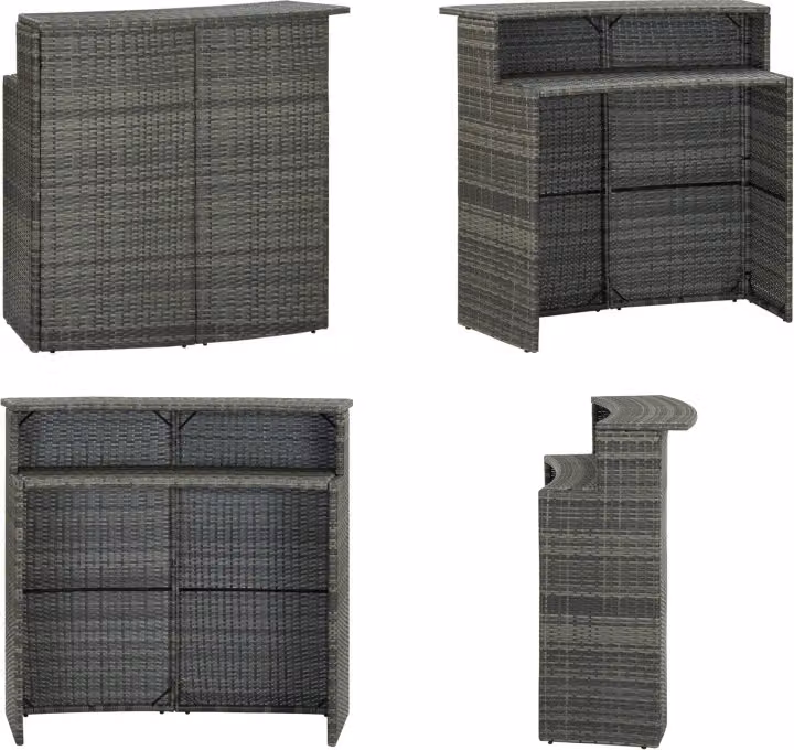 vidaXL Tavolo da bar da giardino grigio 120x55x110 cm Poly Rattan - Tavolo da bar - Tavoli da bar - Tavoli alti - Tavoli da bar