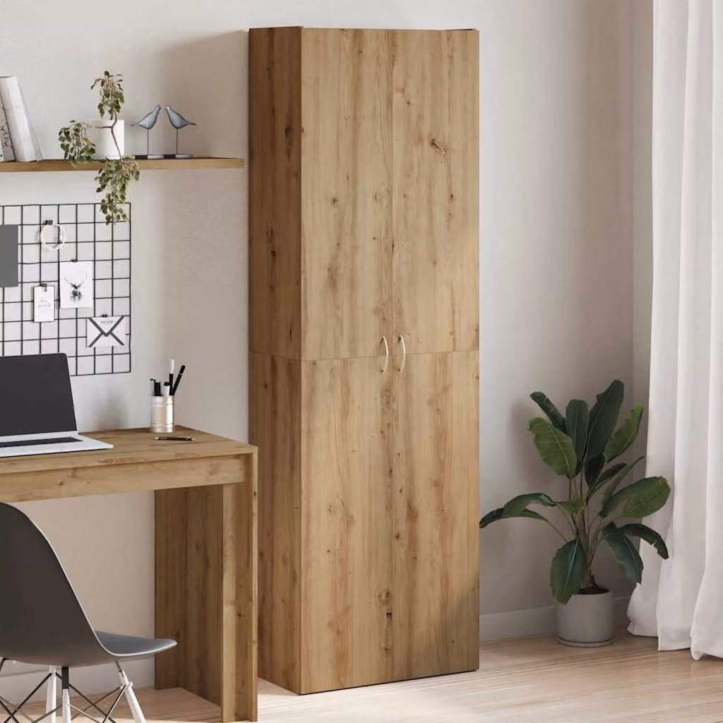 Credenza vidaXL in MDF marrone con ante a battente, stile classico, L: 60 cm, P: 32 cm, H: 190 cm