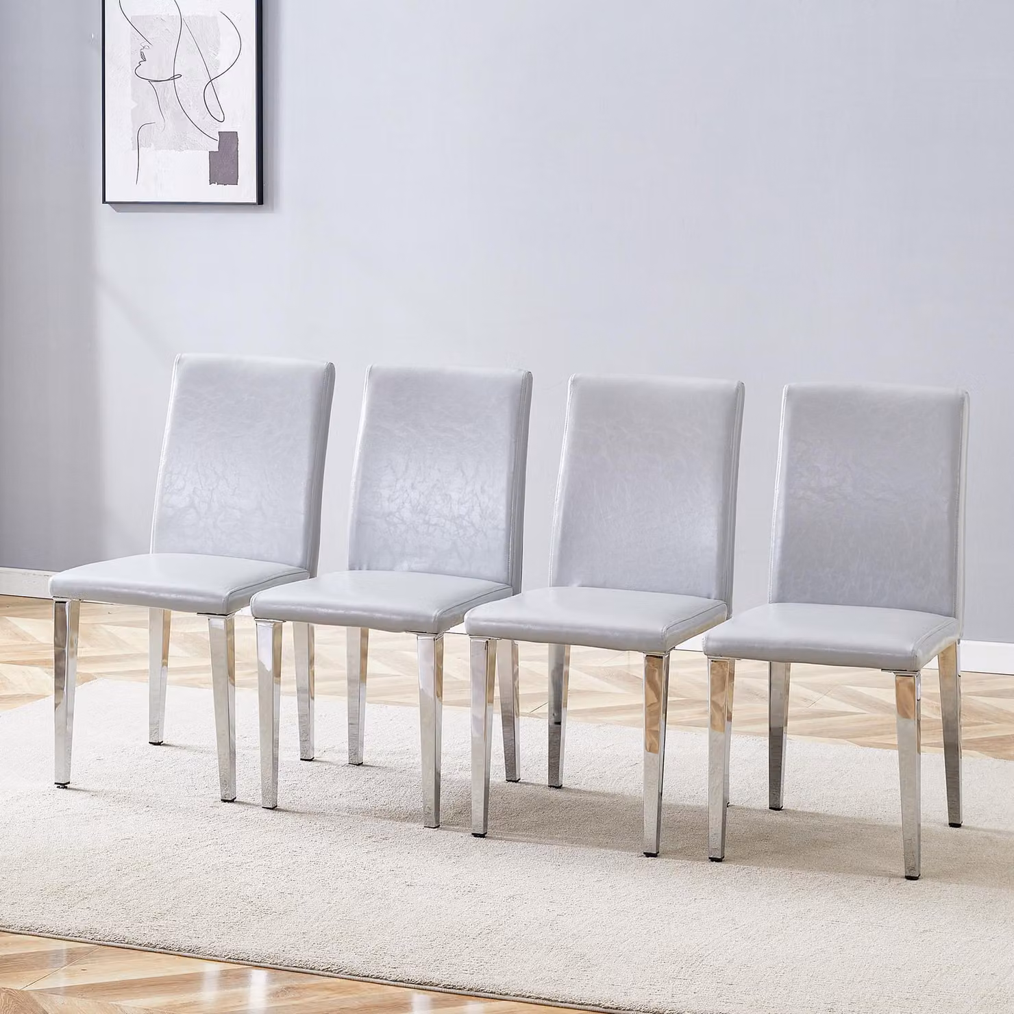 STILVORA, set di 4 sedie da pranzo in ecopelle, con gambe in metallo, ideali per la cucina, la sala da pranzo e il soggiorno. Sedia da pranzo in ecopelle