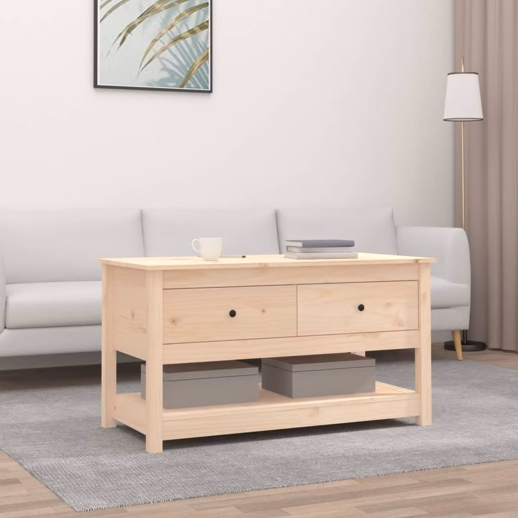 Tavolino The Living Store 102x49x55 cm in legno di pino massiccio
