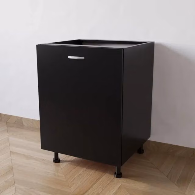Base cucina Calandrelli con 1 anta, colore nero opaco, L: 60 cm, P: 55,5 cm, H: 72 cm