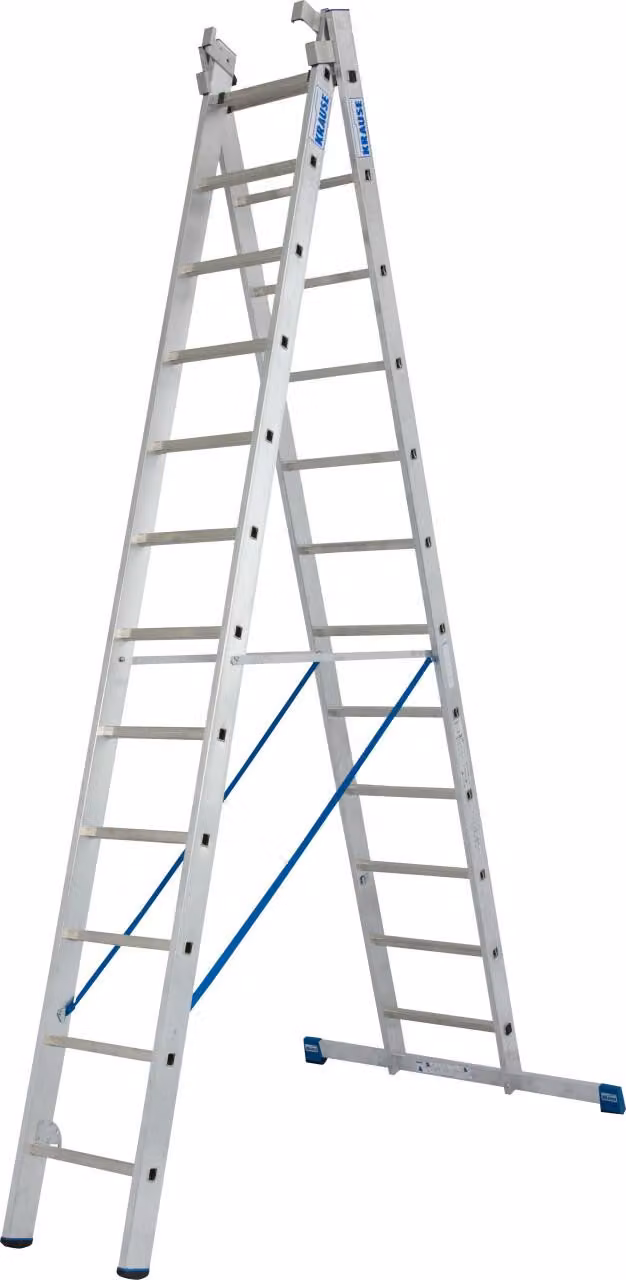 Scala a pioli multiuso STABILO, con rotelle a muro, 3x12 pioli, 133700