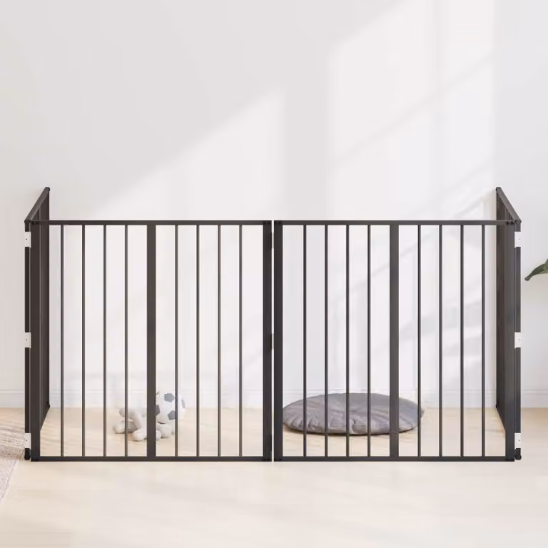 Set di 4 cancelli per cani vidaXL in acciaio zincato nero, 80 x 80 cm