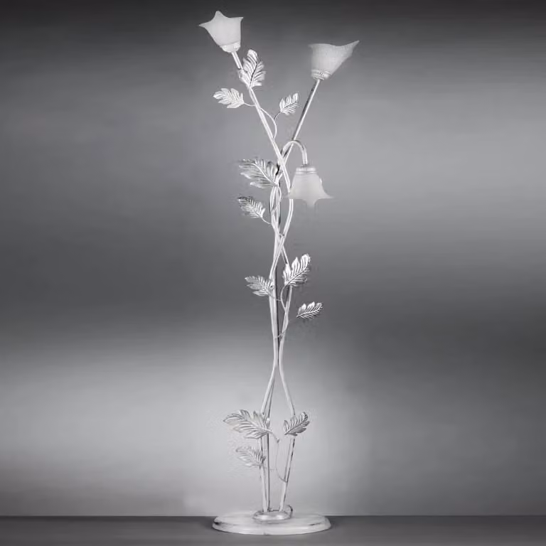 Piantana Marilena ONLI in metallo e vetro bianca in stile Art Nouveau – 2
