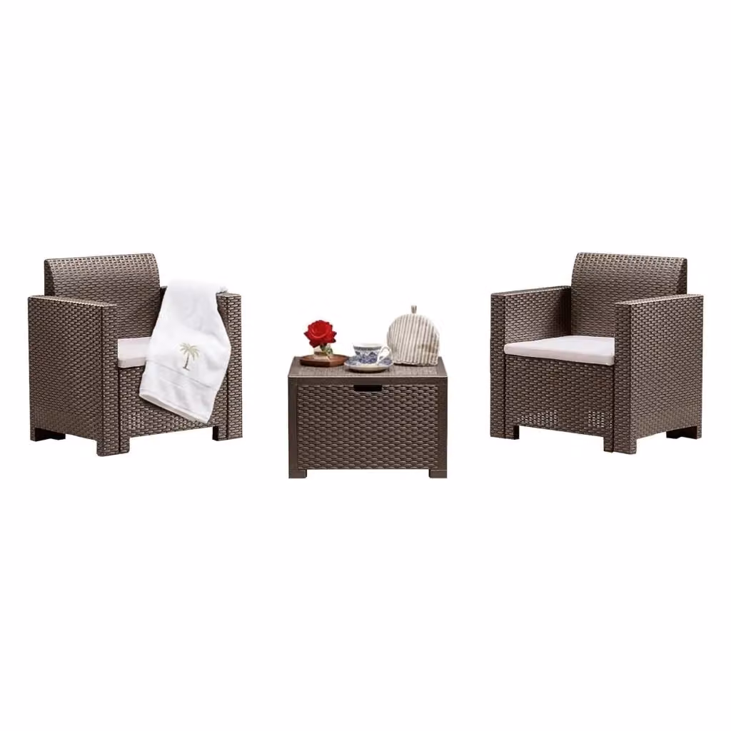 Set salotto da esterno Apis DMORA color tortora con poltrone lounge e tavolino da caffè, ideale per giardino o balcone – 2