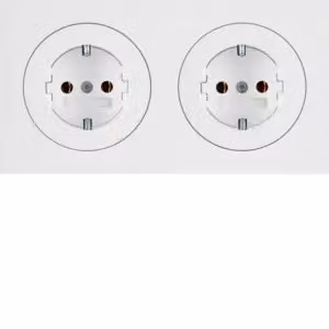 Berker 47202089 Combinazione di prese SCHUKO a 2 posti con cornice bianco polare, lucida Berker R.3