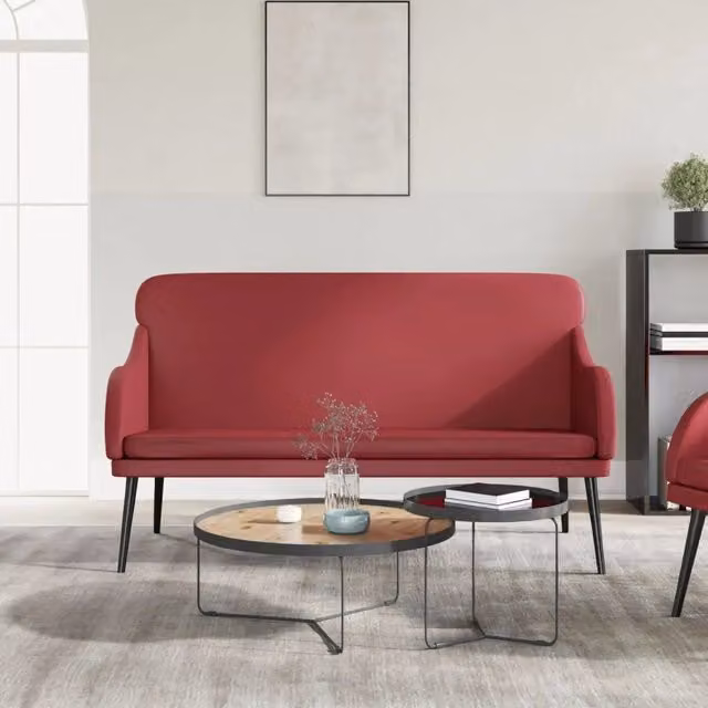 Panca VIDAXL in similpelle rossa con braccioli per sala da pranzo, L: 110 cm, P: 76 cm, H: 80 cm