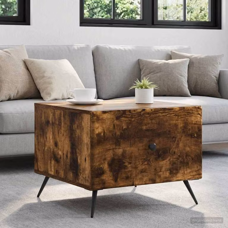 vidaXL Tavolino da salotto rettangolare in legno marrone L/P/H: 49 x 50 x 40 cm