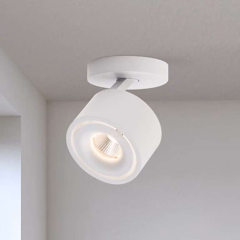 ORION Specter Faretto da soffitto a LED, bianco, Ø 8,4 cm, alluminio Specter, dimmerabile, Bianco / Opale, Soggiorno / Sala da pranzo, Alluminio, Moderno