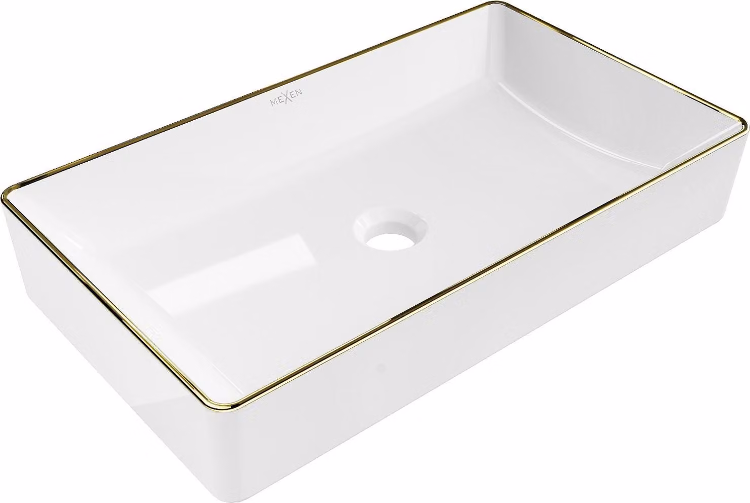 Mexen Nadia lavabo da appoggio 62 x 35 cm, bianco/oro bordo - 21616005