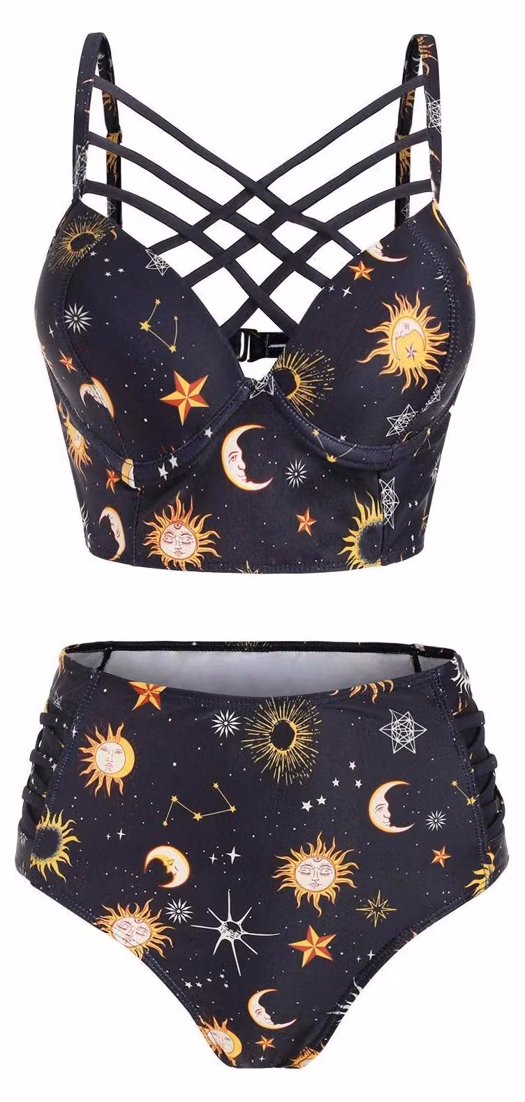 Elzusha - Tankini a vita alta con motivo a stelle