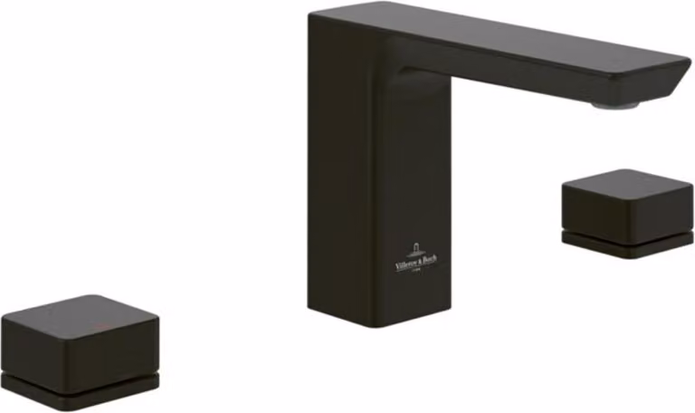 V&B Miscelatore 3 fori per lavabo Subway 3.0 a scarico fisso, senza scarico, nero opaco