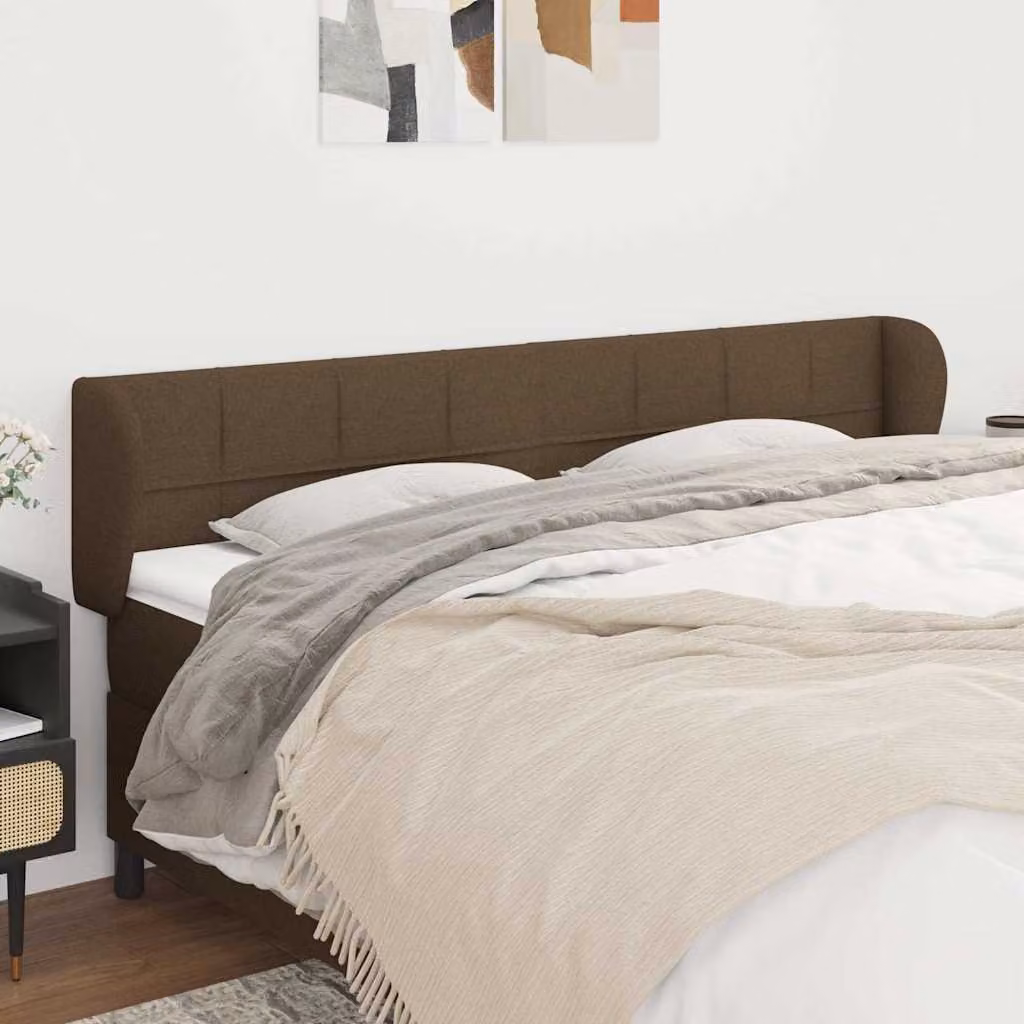 Testiera ad orecchio vidaXL in tessuto marrone scuro L: 183 cm, P: 23 cm, H: 78-88 cm