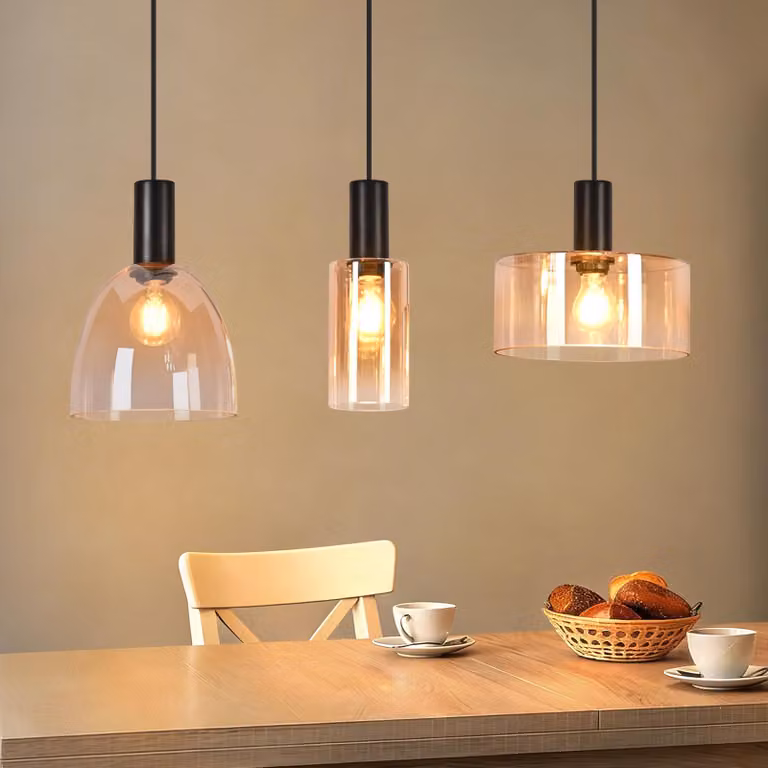 ZMH Lampada a sospensione per tavolo da pranzo Lampada a sospensione in vetro a 3 luci Lampada da tavolo da pranzo Lampada da cucina a sospensione Regolabile in altezza Lampade a sospensione per soggiorno