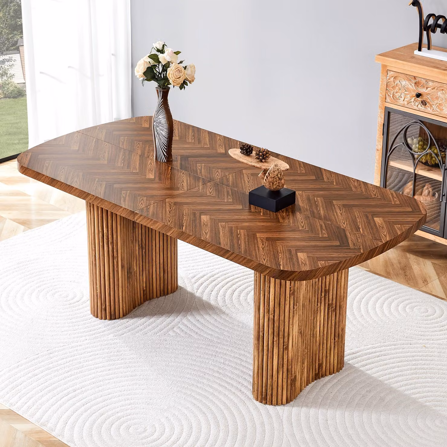 Tavolo da pranzo - Tavolo - Tavolo da cucina - Tavolino - Nero - Piano del tavolo extra grande - Gambe a forma di arco robuste