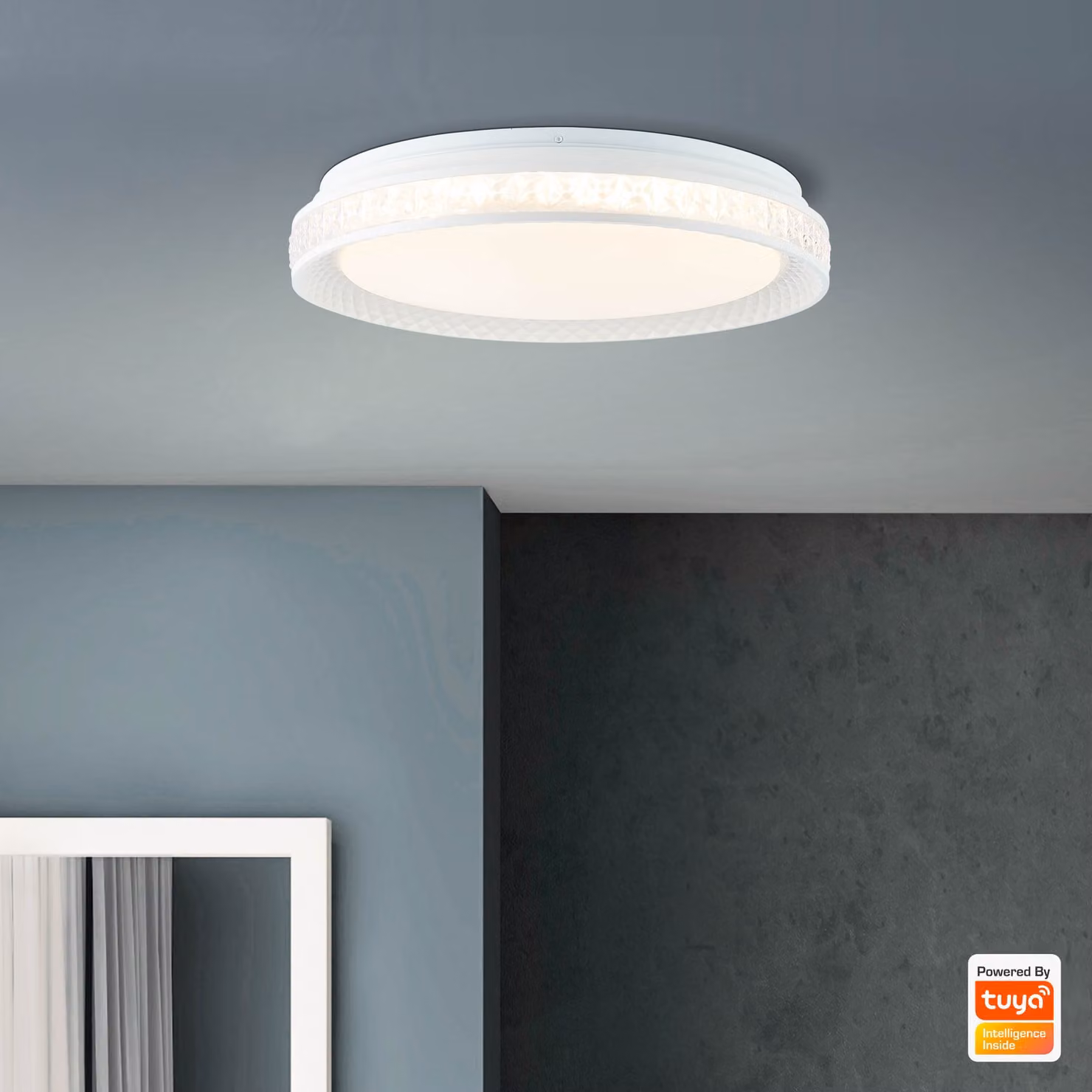 BRILLIANT Burlie Plafoniera LED 39cm trasparente/bianco Tuya app G97190/70