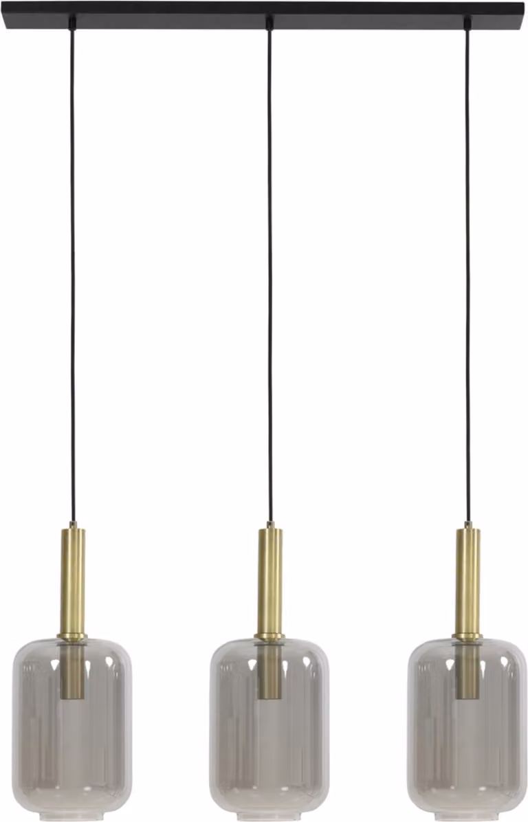 Lampada a sospensione - bronzo - LEKAR - vetro vetro fumé - lampada di design - E27 - 2946184 - Light & Living